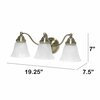 Lalia Home Three Light Curved Metal, Alabaster White Glass Shade Vanity Wall Mounted Fixture, Antique Brass LHV-1003-AB